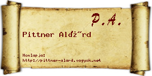 Pittner Alárd névjegykártya